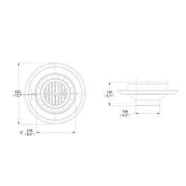 Desagüe Helvex Negro con Rejilla Redonda 216 mm
