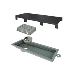 Desagüe Perimetral Tiny Negro Mate Rectangular 250mm Con Tapa