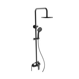 Sistema Ducha Urban Negro Mate Con Barra, Manguera, Teléfono y Cabeza