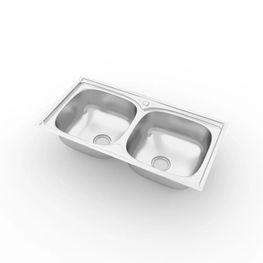 Lavatrastos Tribeca 2 Fosas Empotrar 83x43x21 cm Con Contracanasta y Sifón Sin Agujero Grifo