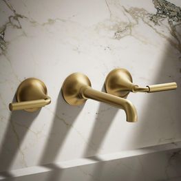 Mezcladora Lavamanos Tone Latón Cepillado Bimando Caño Pared Con Desagüe