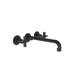 Mezcladora de Lavamanos Inciso Bronce Antiguo Bimando a Pared con Manija Cruz