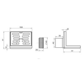 Drenaje Angular Inox para Balcón 100x76x76 mm