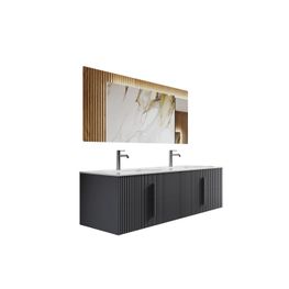 Mueble Baño London Gris 151x46.5x56.8 cm Con Top y Espejo