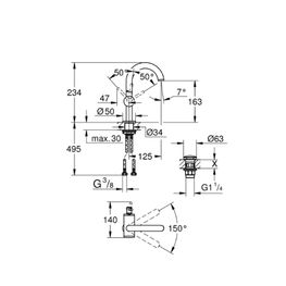 Grifo Lavabo Atrio Grafito Caño Medio Monomando con Desagüe