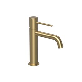 Mezcladora Lavamanos Slim Oro Cepillado Monomando Caño Bajo