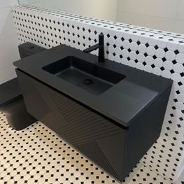 Grifo Lavabo Conic Negro Monomando Caño Bajo Sin Desagüe