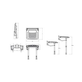 Silla de Ducha Plegable Global con Patas Ajustables 380x425-550 mm