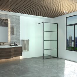 Mampara Grid Negro 90x195 cm Vidrio Templado 8mm