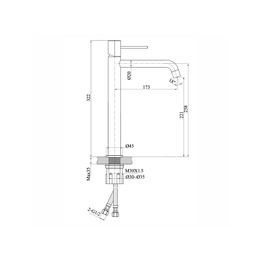 Grifería Lavabo Slim Nickel Cepillado Caño Alto