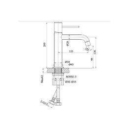 Grifería Lavabo Slim Nickel Cepillado Caño Bajo