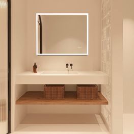 Espejo Ariel LED Rectangular Marco Blanco 100x80 cm